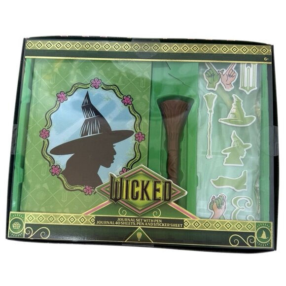 Wicked Elphaba Journal Set With Pen Puffy Stickers 40 Sheets Bullseye Playground - Picture 1 of 5